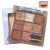 9 colours glitter eyeshadow palette, gold white pink palette, natural,