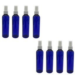 4 oz Blue Cosmo Plastic Bottles - 8 Pack Empty Bottle Refillable - BPA Free - Essential Oils - Aromatherapy | White Ribbed Fine Mist Pump Spray Caps- Made in the USA - by Natural Farms…