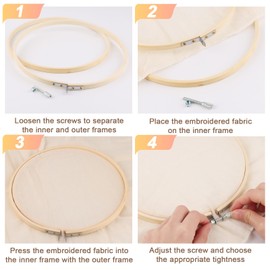 Pack of 6 Embroidery Hoops, ELEPRUC Bamboo Embroidery Hoop, Round Embroidery Hoop Set, Burr-free, for Cross Stitch, Cross Stitch, DIY Craft Sewing (3/4/5/6.3/7/8 Inch)