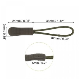 sourcing map Zipper Pulls Pull Head Handle Replacement Tab Tags Cord Extension for Backpacks Bags Handbags, Dark Green Pack of 20