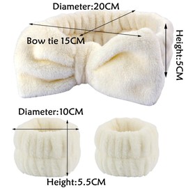 3 Stück Spa Gesichts Stirnband Handgelenk Waschgurt Set, Weiches Makeup Haarband Elastisch Handgelenk Schweißband, Spa Bowknot Haarbänder, für Frauen Duschen Gesicht Waschen Yoga Sport