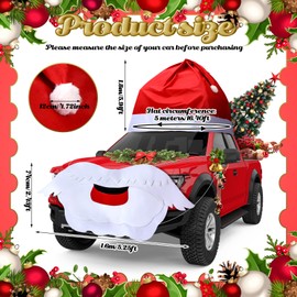 Buryeah 2 Pcs 16.40 ft Large Christmas Car Decoration Santa Claus Hat and Cute Beard Outdoor Car Covers Christmas Car Costume Auto Accessories Felt Santa Claus Car Kit Xmas Gift Set for Cars Supplies