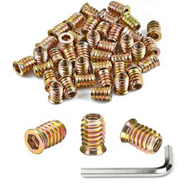 Pack of 40 Screw Nuts M6 x 10 mm, Threaded Insert Wood, Threaded Inserts Insert Nuts, Threaded Sleeves Screw-In Sleeve, Zinc Screw Sleeves for Wooden Furniture, with Key