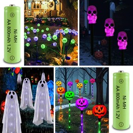 JINTION Ni-MH AA Rechargeable Batteries, Double A 1.2V 800mAh Battery Pre-Charged for Garden Outdoor Solar Lights