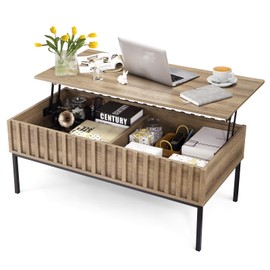 GarveeHome Lift Top Coffee Table, Mid Century Modern Coffee Table, Farmhouse Wooden Coffee Table with Hidden Storage Compartment, Rustic Center Table, Coffee Tables for Living Room Office