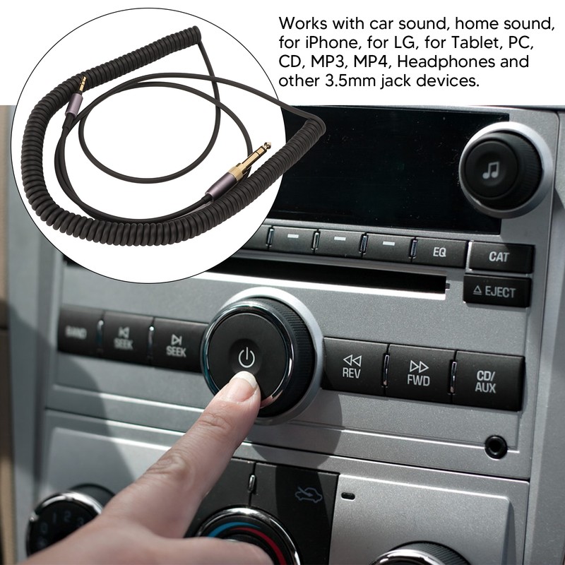 3.5mm Sound Spring Cable Retractable 9.8ft Plug and Play 3.5mm