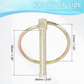 PATIKIL 3/16 x 1.38 Inch Linch Pin, 4 Pieces Lynch Pin Assortment Kit Shaft Locking Pins with Ring for Farm Tractor Trailer Trolley (5 x 35 mm)