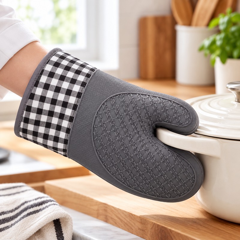 Silicone Oven Mitt for Cooking and Baking – Heat-Resistant Non-Slip