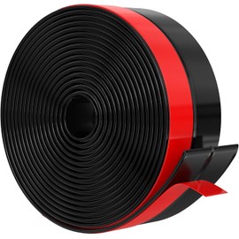 【2026 New Upgrade】 Wide Silicone Weather Stripping Door Seal with Strong Adhesive 2" x 20 ft, Draft Stopper Tape for Door Frame, Side and Bottom Gaps Strip for Glass Shower, Black
