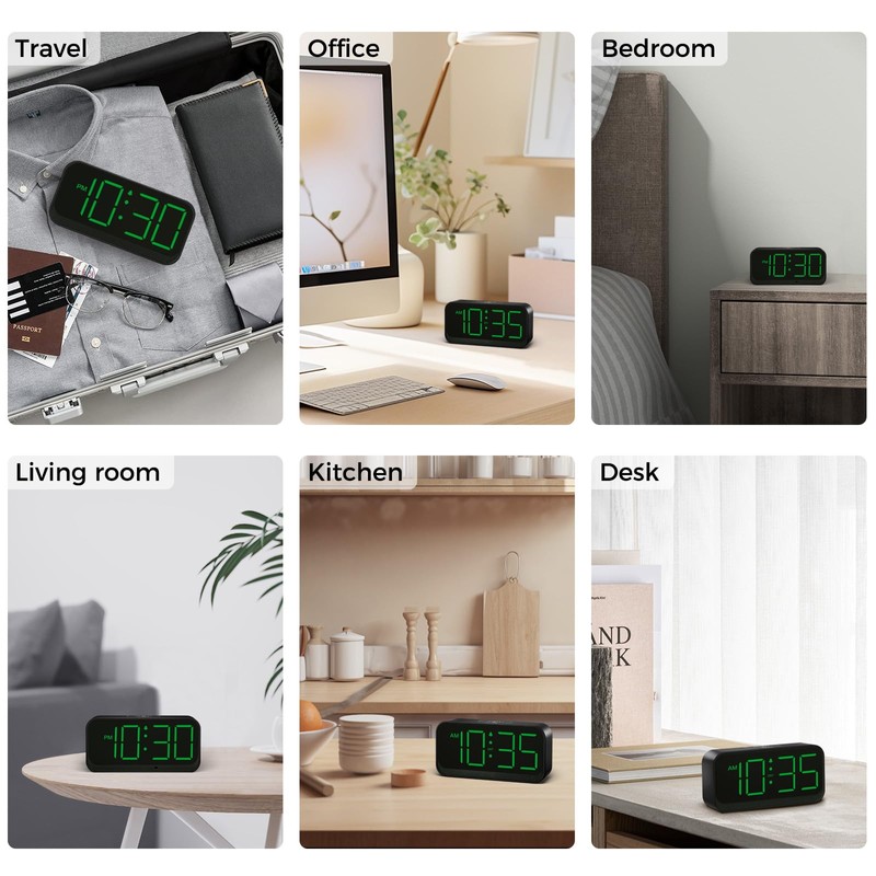 Battery Operated Digital Clock: Cordless Small Alarm Clock for Bedroom