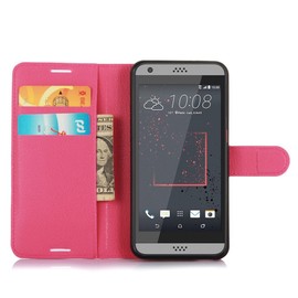 NWNK13 HTC Desire 530 Case Protective Wallet Case, Leather Case with Kickstand, Shockproof Flip Case TPU Shell, Card Slots for Desire 530 Pink