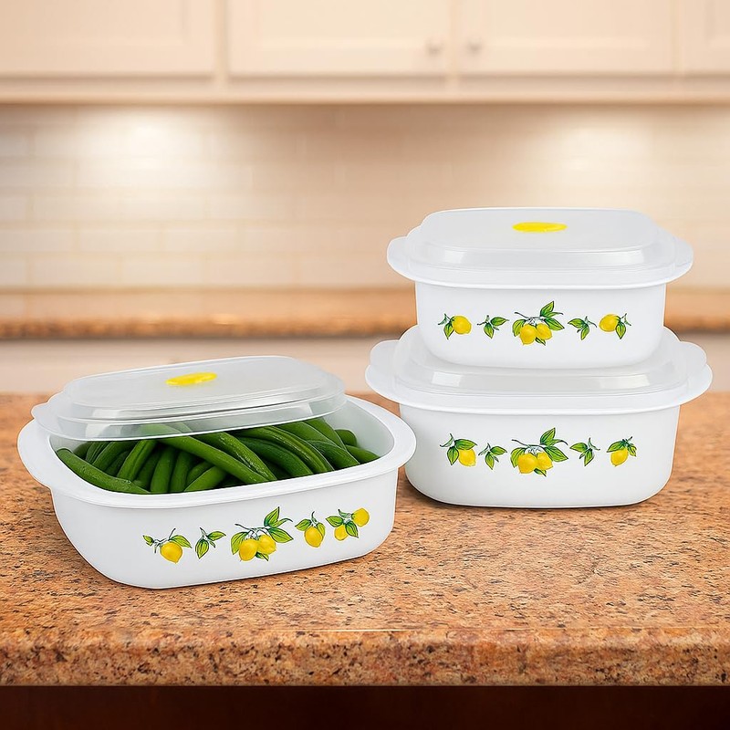 Reston Lloyd Nesting Microwave Containers, Set of 3, Adjustable Steam