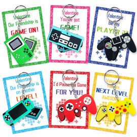 NEUBSAW 30 Packs Valentine's Day Cards with Games Keychains Toy for Classroom Exchange, Valentine's Gifts Party Favors for Boys Girls School, Valentine's Prizes for School