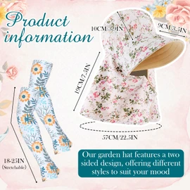 Bunnycool 2 Pcs Sun Hat Gardening Farmer Arm Sleeves Women UPF 50 Sun Protection Hat Summer Outdoor Neck Shield Flap Visor Ponytail Wide Brim Beach Colorful