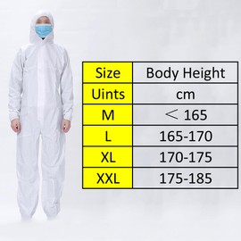 TopHomer Disposable Coverall, Pack of 2 Protective Overalls, Disposable Protective Suit with Hood, Waterproof Work Overall, Disposable Chemical Protective Clothing, Disposable Protective Suit with