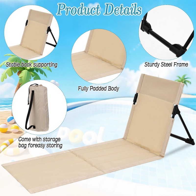 HFYZZ 42.5 Inch Long Extended Foldable Poolside Chairs, Portable Folding