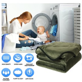 EASELAND Soft King Size Blanket All Season Warm Microplush Lightweight Thermal Fleece Blankets for Couch Bed Sofa,90x108 Inches,Olive Green