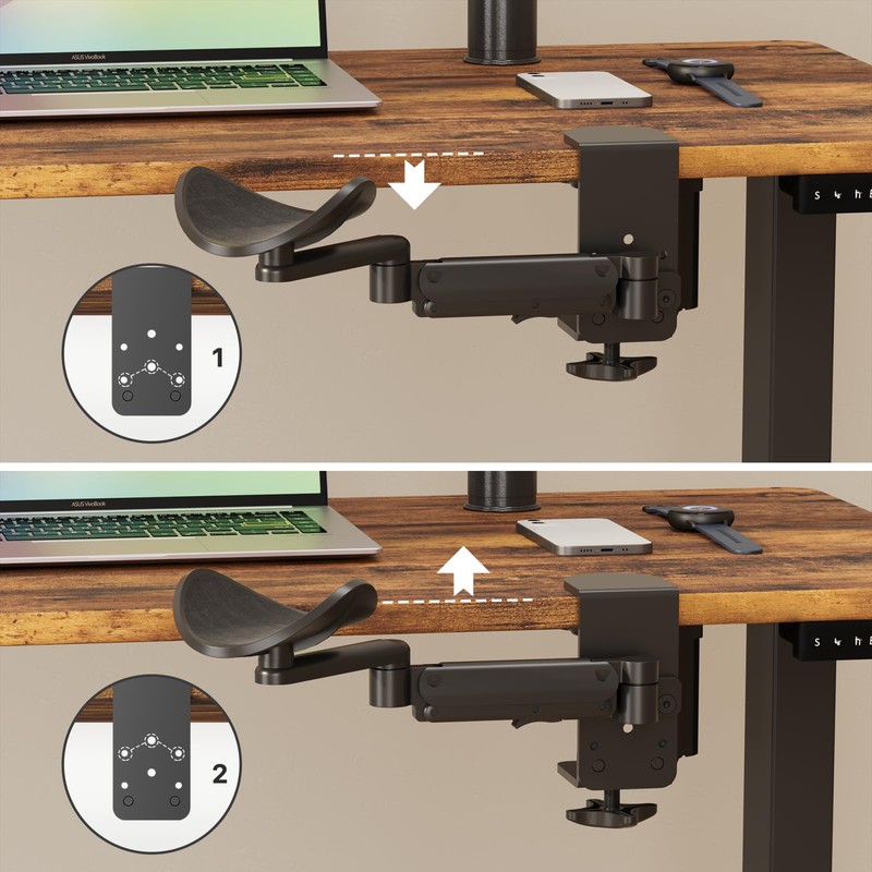 JOY worker Upgraded Clamp-on Adjustable Armrest, Above/Below Table Extension Platform