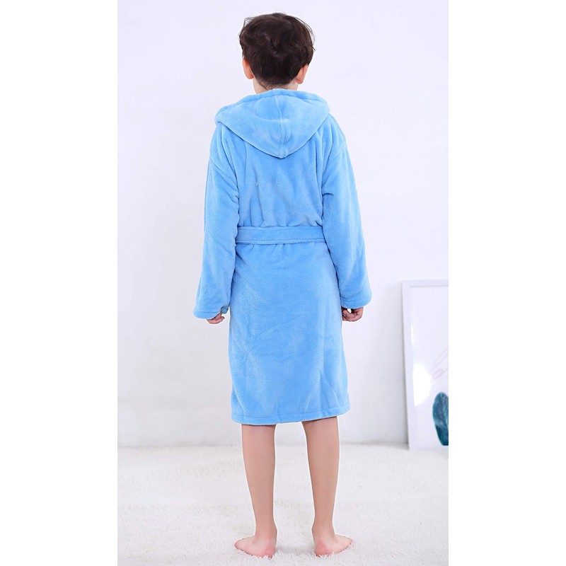 OUFANG Kids Plush and Soft Robe Boys Girls Solid Hooded