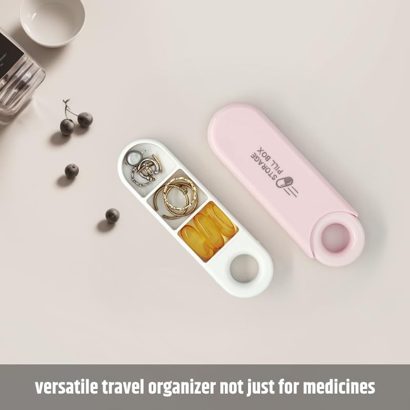 Slim Travel Pill Organizer, Small Pill Case Fits in Purse