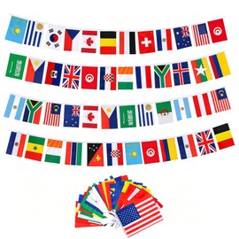 100 Countries String Flags Banner, JAYUWE 98.4FT/30M International Flag Bunting for 2026 World Up Decoration, Theme Party, Bar, Garden, Sports Clubs