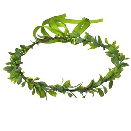 UPSTORE Green Boho Leaf Crown Floral Headband Bohemian Wedding Headpiece with Adjustable Ribbon for Bride Vacation Party Festival Photo Prop