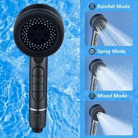 Filtered Shower Head with Handheld, High Pressure Shower Heads with Scalp Massager Shampoo Brush for Skin & Hair Care, Filtered Shower Head with Handheld Sprayer Soften Hard Water (Chrome)