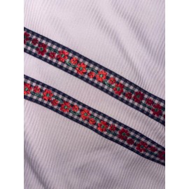 Unbranded 10 yards navy blue white checks gingham woven sewing jacquard trim red daisy 1/2