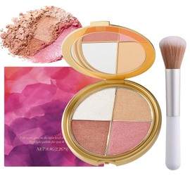 4-In-1 Eye & Cheek Palette, Blush Highlighter with 1 PCS Brush