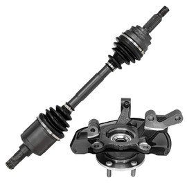 Detroit Axle - Front Left Steering Knuckle Kit for 07-12 Dodge Caliber, 07-17 Jeep Compass Patriot, Driver Side CV Axle Steering Knuckle & Wheel Bearing Hub 2007 2008 2009 2010 2011 2012 Replacement