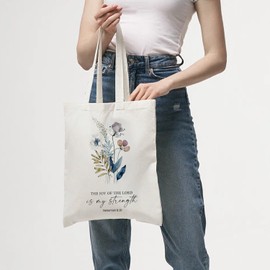 Onperpoe Flowers Bible Tote Bag, Christian Gifts for Women, Reusable Canvas Tote Bag, Religious Christian Gifts for Womens Her Friends
