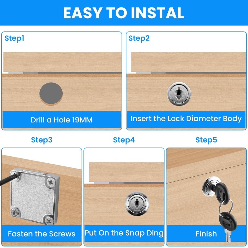 SDTC Tech Drawer Lock with Keys and Matching Screws for