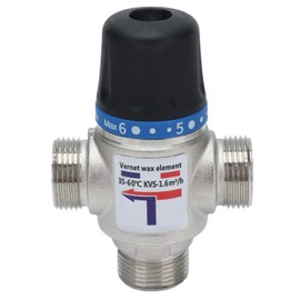 Thermostatic Mixing Valve, Threaded Tee Brass Mixing Valve 35-60℃ 95-140℉) Shower Temperature Control Valve, Indoor Water Heater (G3/4)