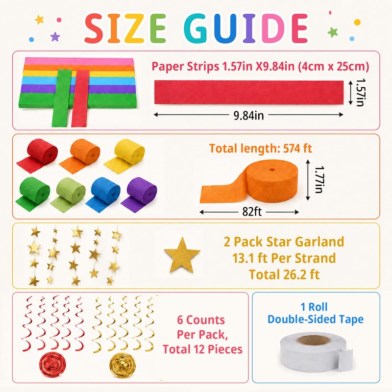 600 Sheet Paper Chain Strips Craft Kit with Star Garland
