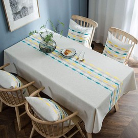 Bringsine Vinyl Rectangle/Oblong Tablecloth PVC Table Cover Oil-proof/Waterproof Kitchen Dining Tabletop Decoration Protector (35 x 53 Inch)-Blue Check