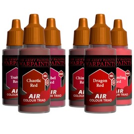 The Army Painter, Airbrush Primary Bundle Red, 2 Colour Air Triads with 6 x 18 ml Pre-Thinned Acrylic Airbrush Paints - Air Brush Miniature Paint for D&D & Warhammer Miniatures | The Army Painter