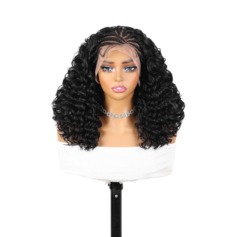 Braided Wigs for Black Women Side Part Braids Cornrows Lace