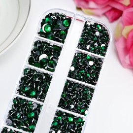 Towenm Rhinestone Bedazzler Kit with B7000 Glue, 4000PCS Green Rhinestones for Crafts Clothes Shoes, Glue Fix Flatback Gems for Nails Face Jewelry, Mixed 5 Sizes 2/3/4/5/6mm Gemstones Bejeweled Kit