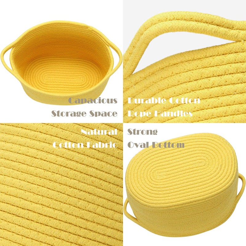Sea Team Oval Cotton Rope Woven Storage Basket with Handles,