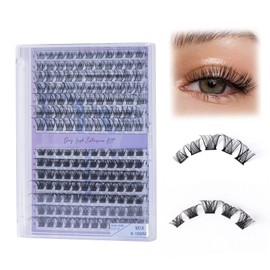 SUMFORMI lash cluster eyelash extensions 280pcs fluffy cluster lashes eyelash cluster individual lashes cluster eyelashes cat eye cluster lashes natural D curl 8-16MM for Beginner S04+D08
