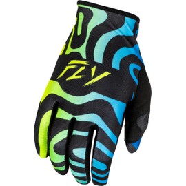 Fly Racing Youth Lite Zen Gloves (Black/Blue/Hi-Vis Yellow, Youth Medium)