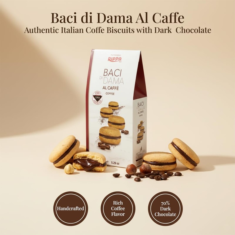 Rippa Baci di Dama Coffee Biscuits- Italian Cookies with Rich