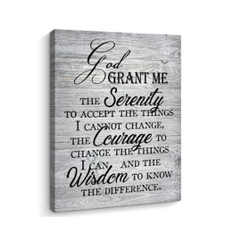 Creoate Serenity Prayer Canvas Wall Art, God Grant Me the Serenity Inspirational Wall Art Farmhouse Wall Decor for Bedroom Scripture Pray Room,Grey, Ready to Hang