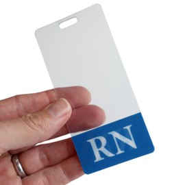 Clear RN Badge Buddy Vertical - Hospital & Nurse ID Backer Cards - Transparent Title/Role Identifier - Wear Behind Medical Name Badge on I’D Reel or Lanyard by Specialist ID (Blue)