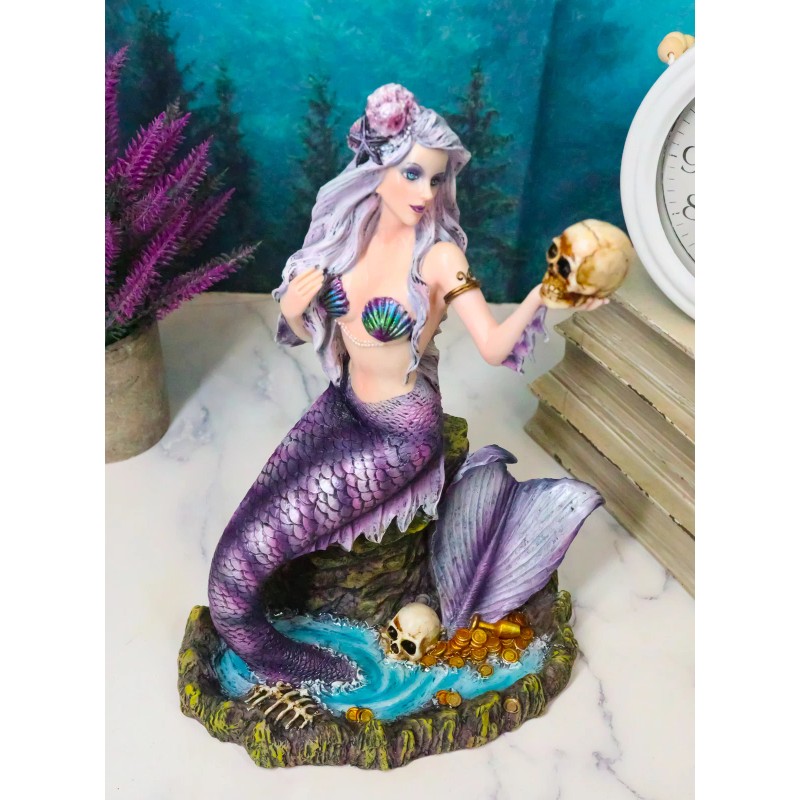Large Sirens of The Seas Necromancer Gothic Mermaid Holding A