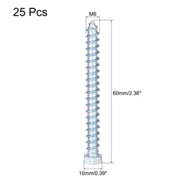 sourcing map Hex Lag Screws, M6 x 60mm Carbon Steel Zinc Plated Half Thread Self-Tapping Bolts for Wood Screw 25Pcs