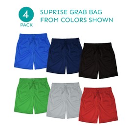 Andrew Scott Boys Active Performance & Mesh Style Basketball Sport Shorts - Multi Packs, 4 Pack -Random Grab Bag Mesh Combo a, Small