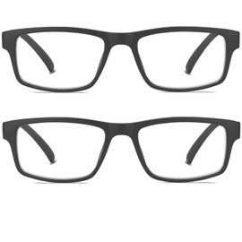 Kitchasy 2 Pack Reading Glasses, Unbreakable Blue Light Blocking Reading Glasses,Filter UV Ray/Glare Computer Readers, Stylish Lightweight Spring Hinges Eyeglasses for Women Men(2-pack Black,1.75)