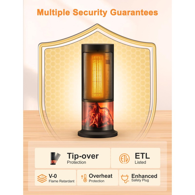 TRUSTECH 17" Space Heater, 1500W PTC Electric Heater for Indoor