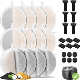 12 Pack Replacement Filters for 2.5L Lite & Premium Pet Water Fountain, Cat Water Fountain Filters, Triple Filtration System Pet Fountain Filter Replacement (18 Sponge Foams)